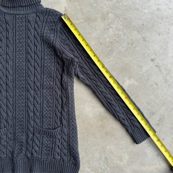 Y2K Grey Fisherman Cable Knit Turtleneck Sweater - Picture 5 of 5
